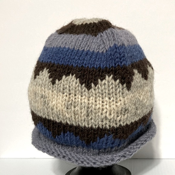 GANESH HIMAL Wool Handknit Hat Beanie Cap Handmade in Nepal Fully Lined Unisex - Picture 2 of 7
